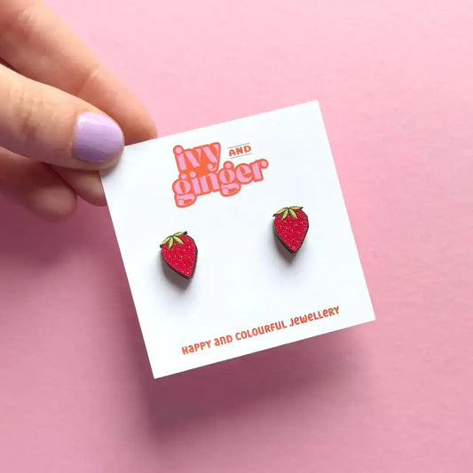 Midi red Summer fruit strawberry stud earrings