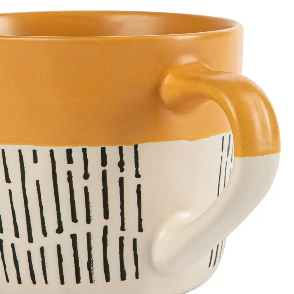 Nicola Spring Ceramic Dipped Dash Coffee Mug 385ml Mustard