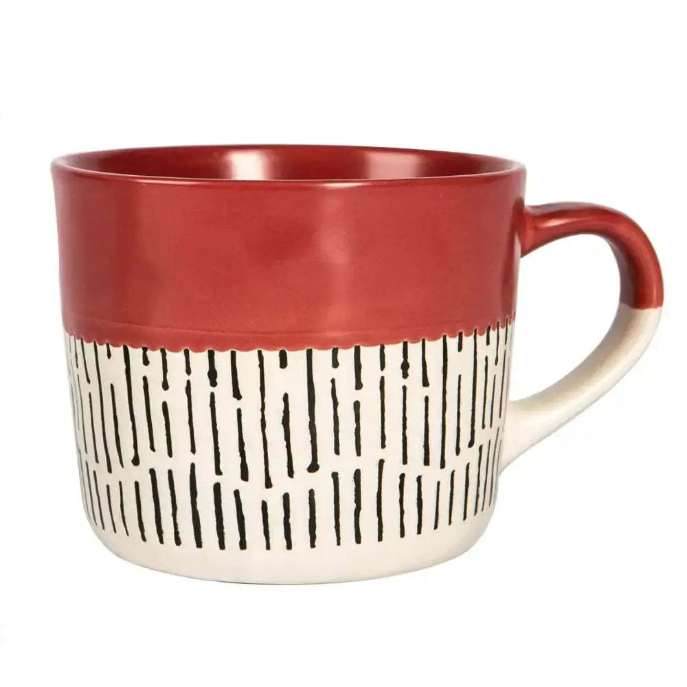 Nicola Spring Ceramic Dipped Dash Coffee Mug - 385ml - Red