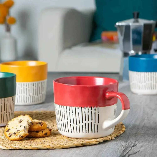 Nicola Spring Ceramic Dipped Dash Coffee Mug - 450ml - Red - The Red Squirrel