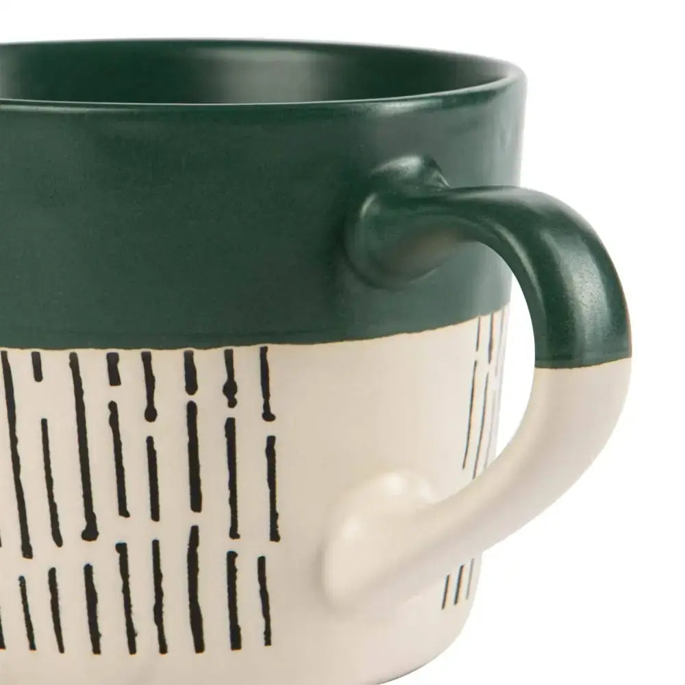 Nicola Spring Ceramic Dipped Dash Coffee Mug - 385ml - Sage