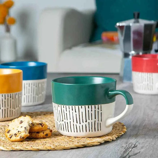 Nicola Spring Ceramic Dipped Dash Coffee Mug - 450ml - Sage - The Red Squirrel