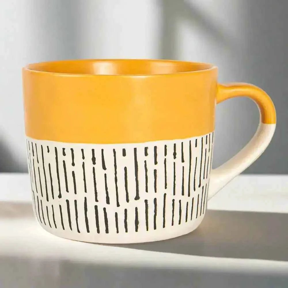 Nicola Spring Ceramic Dipped Dash Coffee Mug 450ml Mustard - The Red Squirrel