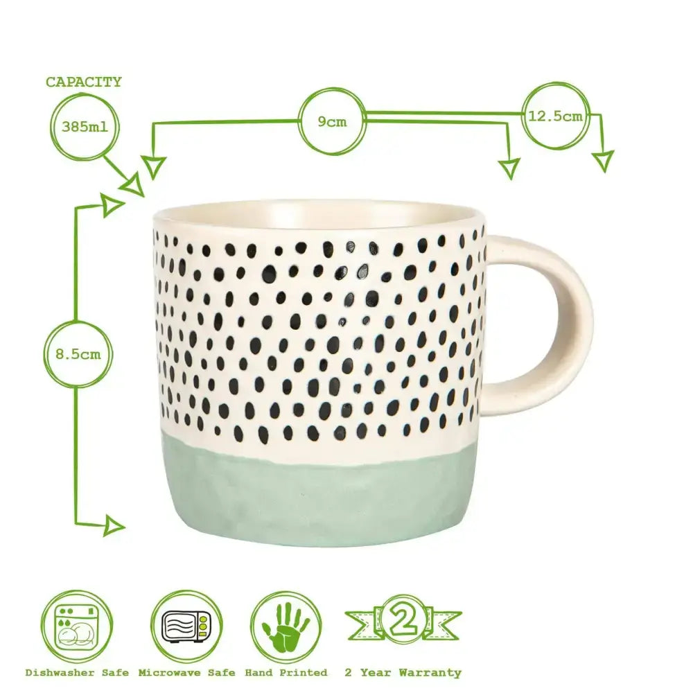 Nicola Spring Ceramic Dipped Dots Coffee Mug - 385ml - Blue