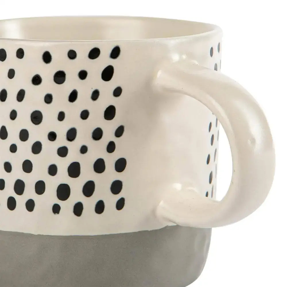 Nicola Spring Ceramic Dipped Dots Coffee Mug - 385ml - Grey
