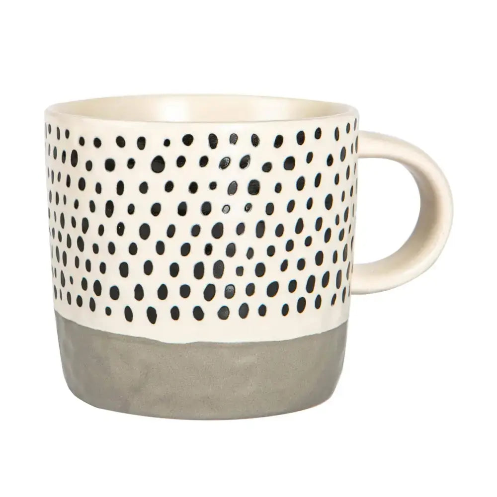 Nicola Spring Ceramic Dipped Dots Coffee Mug - 385ml - Grey