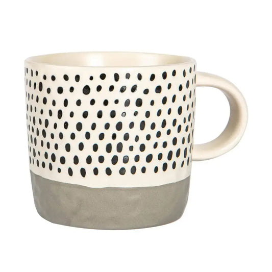Nicola Spring Ceramic Dipped Dots Coffee Mug - 385ml - Grey