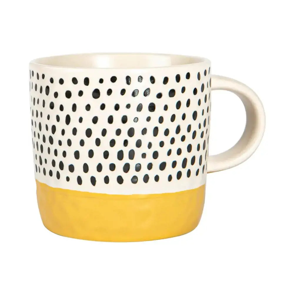 Nicola Spring Ceramic Dipped Dots Coffee Mug 385ml Mustard