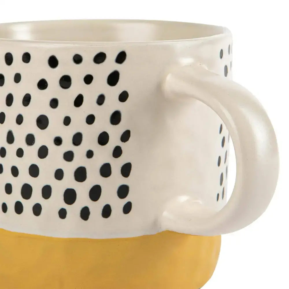 Nicola Spring Ceramic Dipped Dots Coffee Mug 385ml Mustard