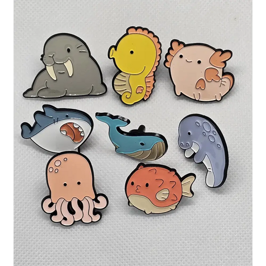 Ocean animal pin badges (various Kawaii cutie designs) - Pin badges