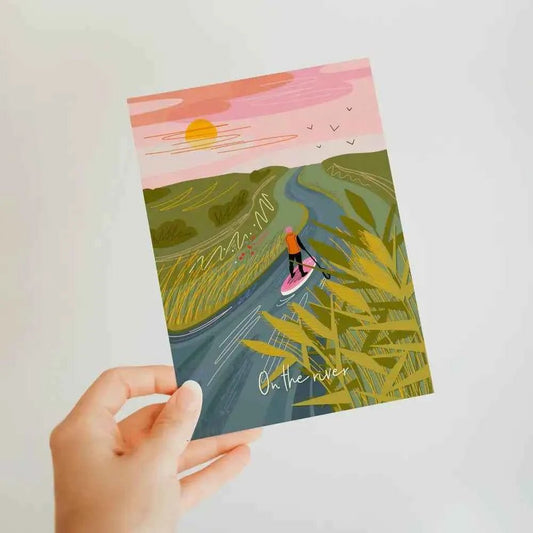 On the river - Paddle boarding greeting card - The Red Squirrel