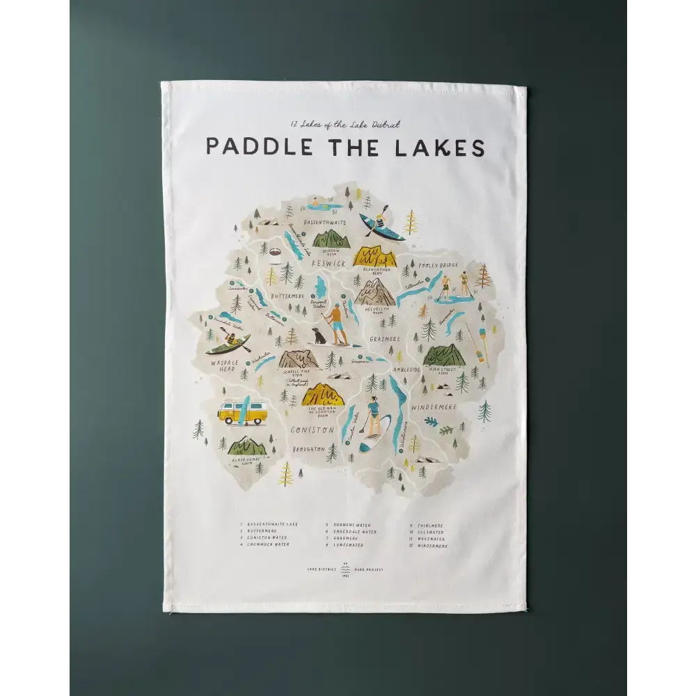 Paddle the Lakes Tea Towel