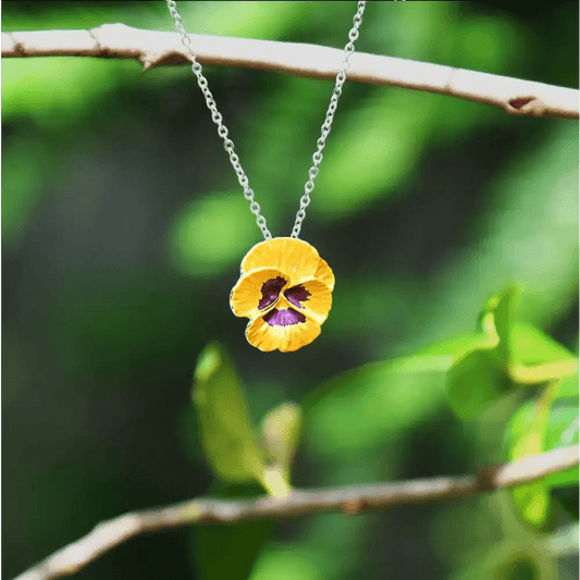 Pansy Yellow Flower Pendant Necklace - The Red Squirrel