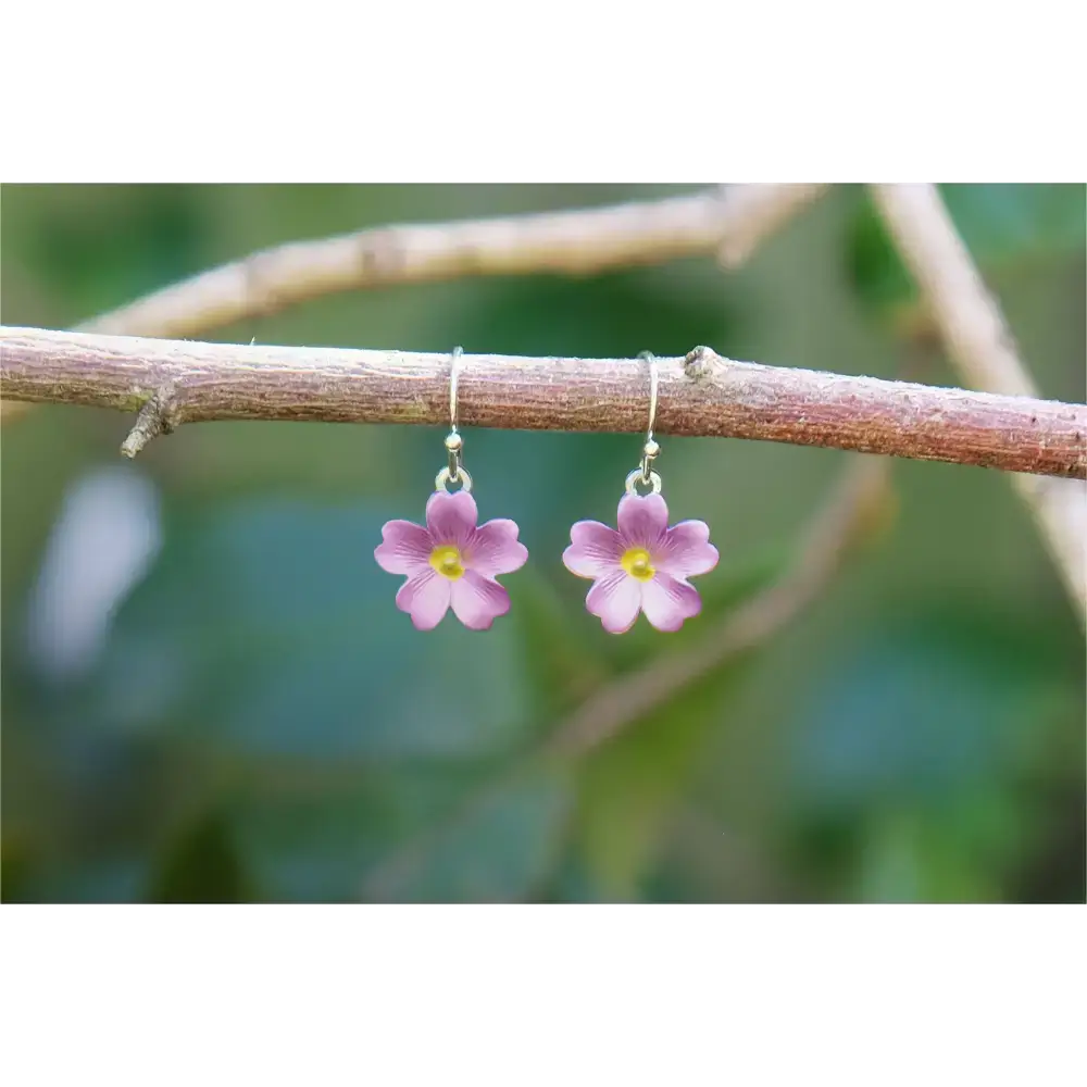 Primrose Pink Flower Drop Hook Earrings