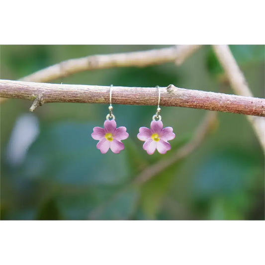 Primrose Pink Flower Drop Hook Earrings