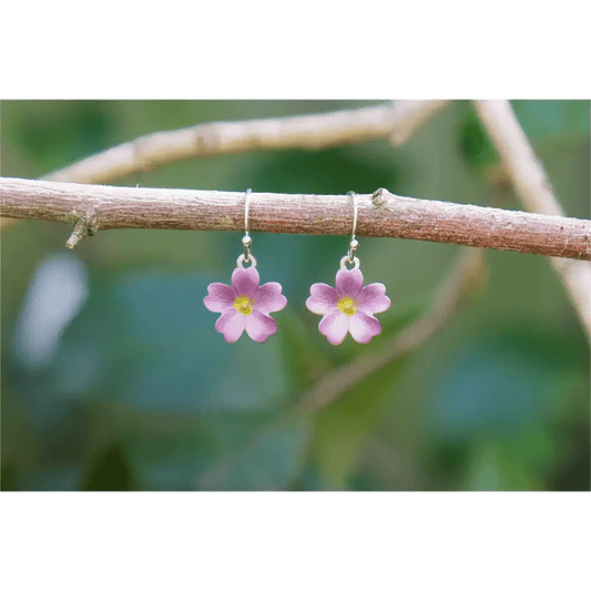 Primrose Pink Flower Single Drop Hook Earrings - The Red Squirrel