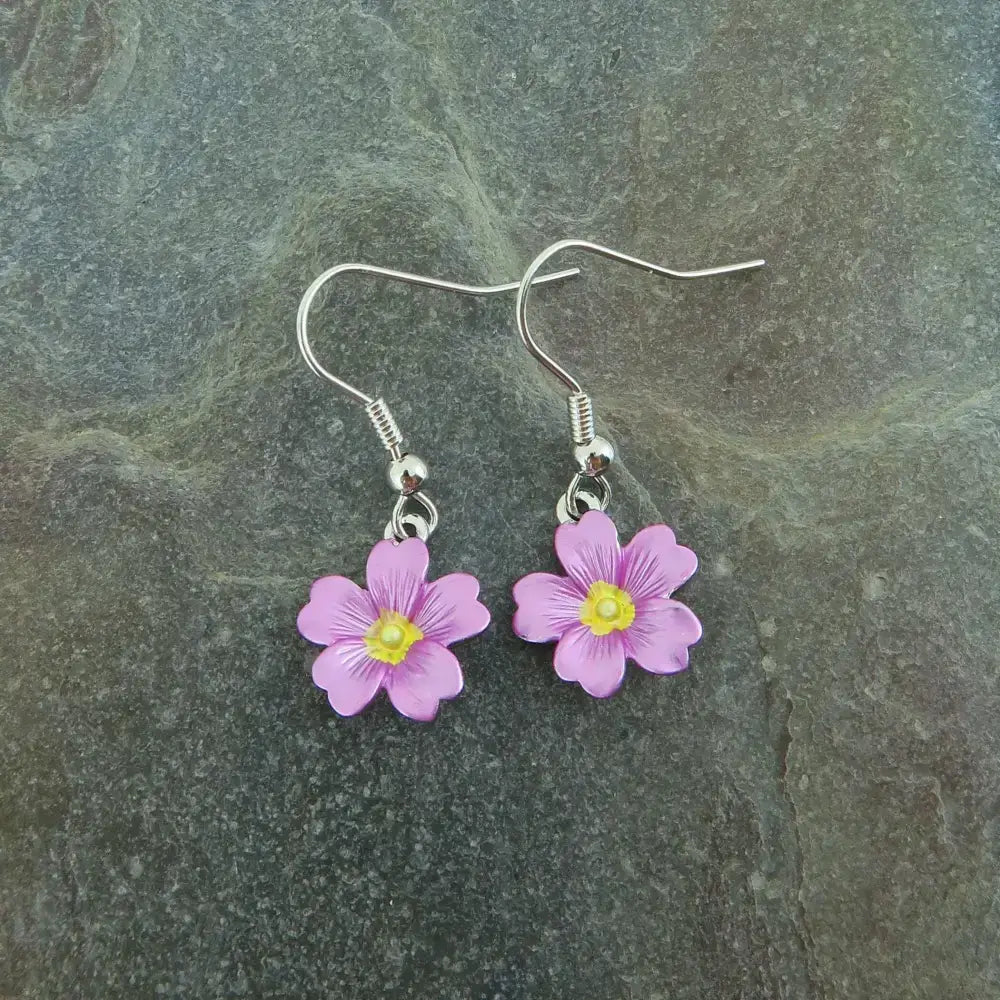 Primrose Pink Flower Drop Hook Earrings