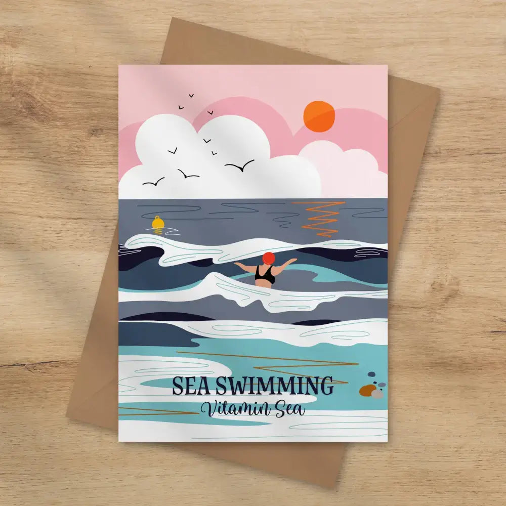 Sea swimming Vitamin sea greeting card - wild swimming card - greetings card