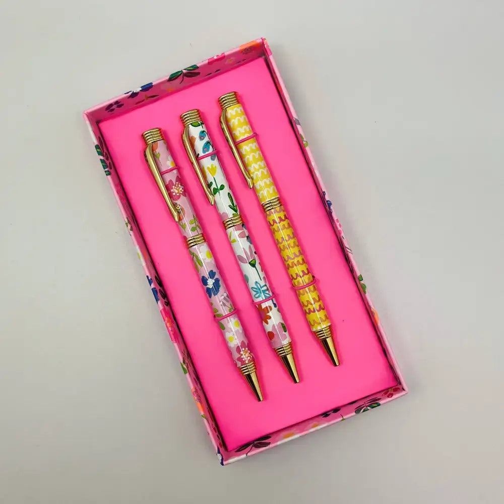 Set of 3 ballpoint pens - Paper Salad Floral and Waves