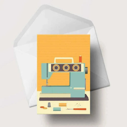 Retro Sewing Machine Greeting Card - The Red Squirrel
