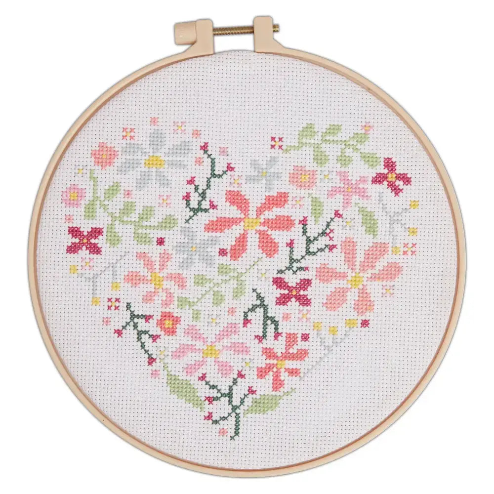 Simply Make Cross Stitch Craft Kit - Floral Heart Design