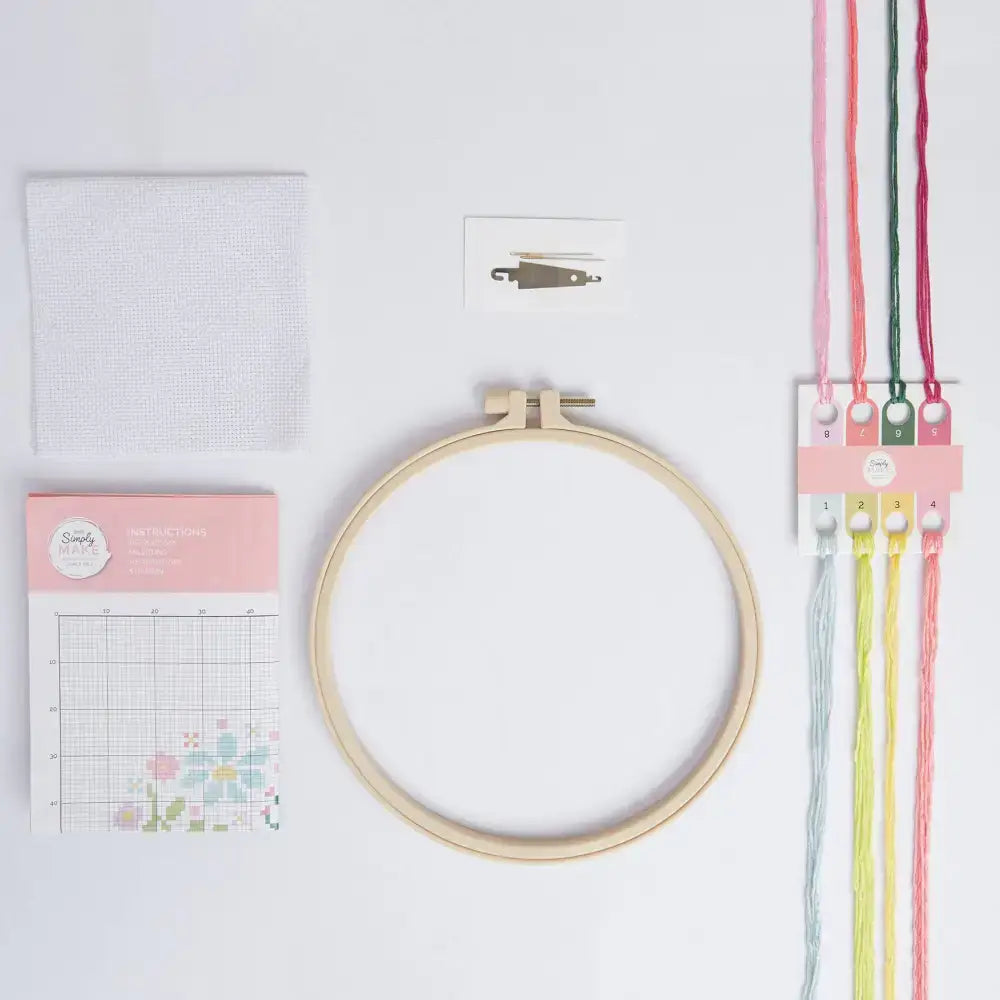 Simply Make Cross Stitch Craft Kit - Floral Heart Design