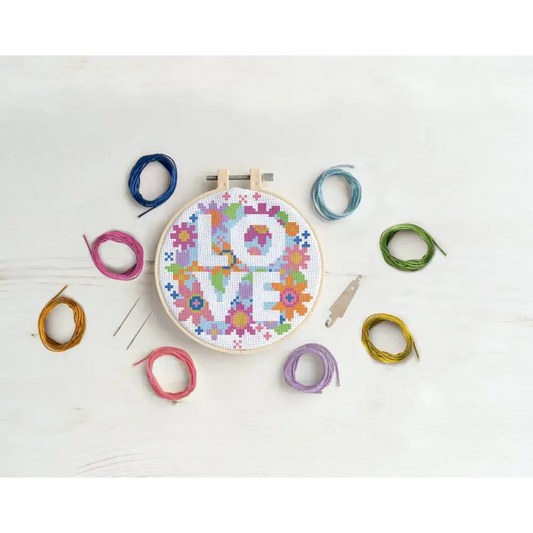 Simply Make Cross Stitch Craft Kit - Love Flowers Design