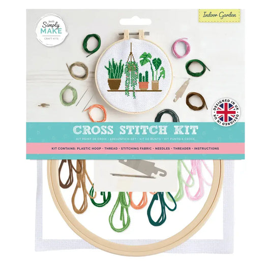Simply Make Cross Stitch Hoop Embroidery Kit Indoor Garden