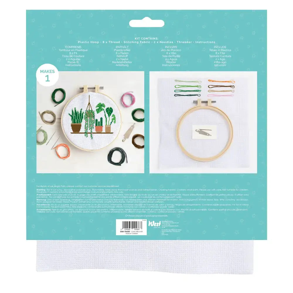 Simply Make Cross Stitch Hoop Embroidery Kit Indoor Garden