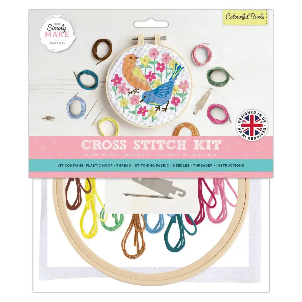Simply Make Cross Stitch Kit - Colourful Birds