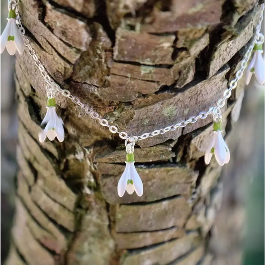 Snowdrop White Flower Charm Bracelet