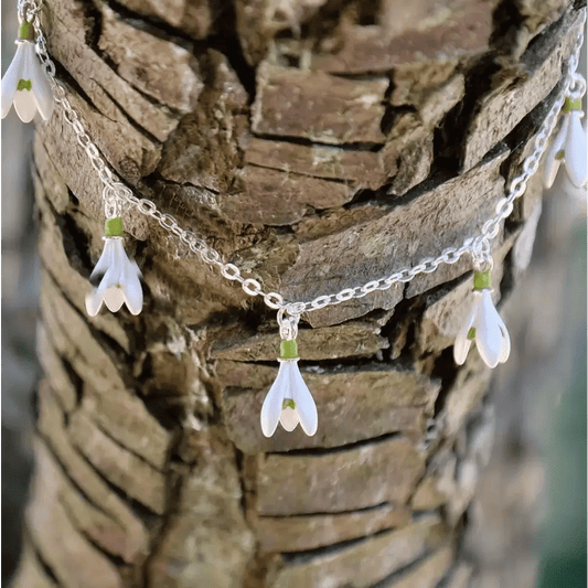 Snowdrop White Flower Charm Bracelet - The Red Squirrel