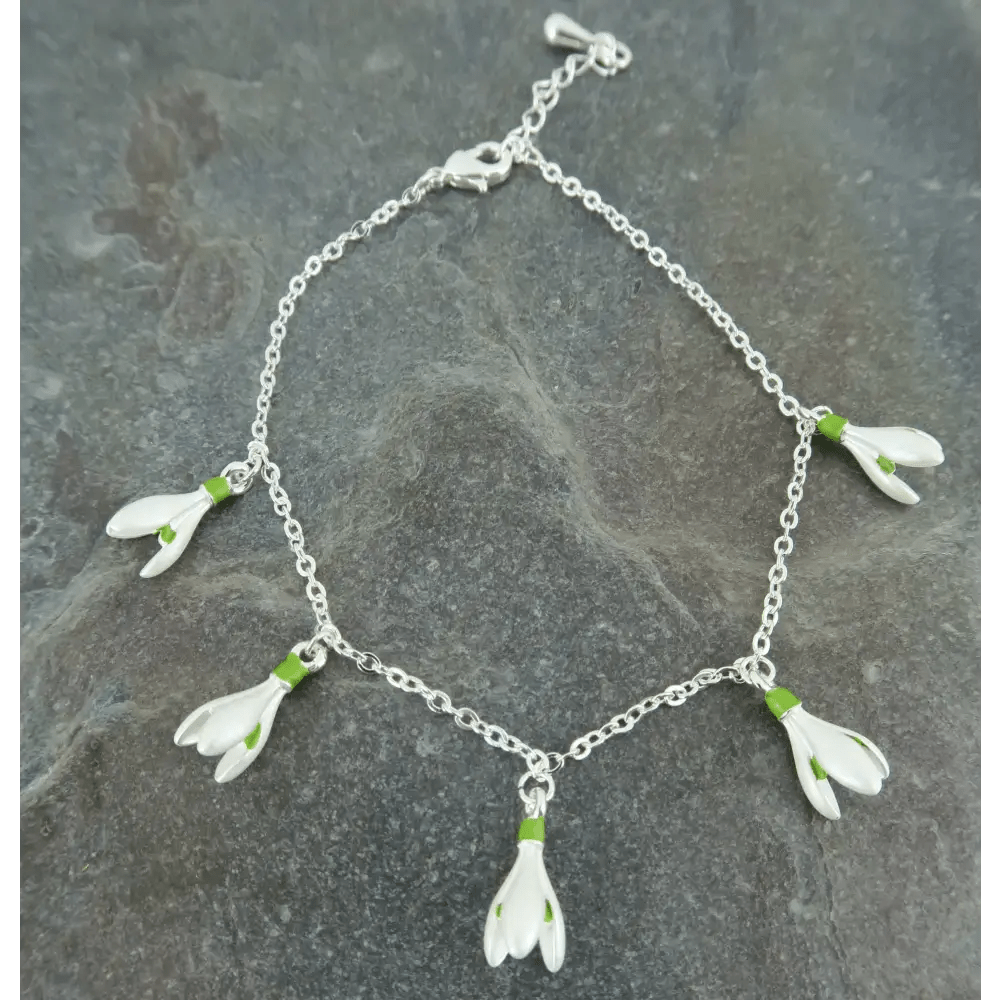 Snowdrop White Flower Charm Bracelet - The Red Squirrel