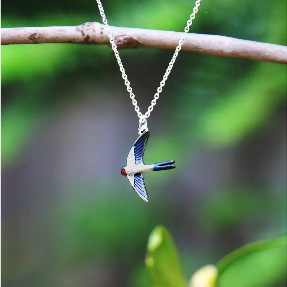 Swallow Bird In Flight Pendant Necklace