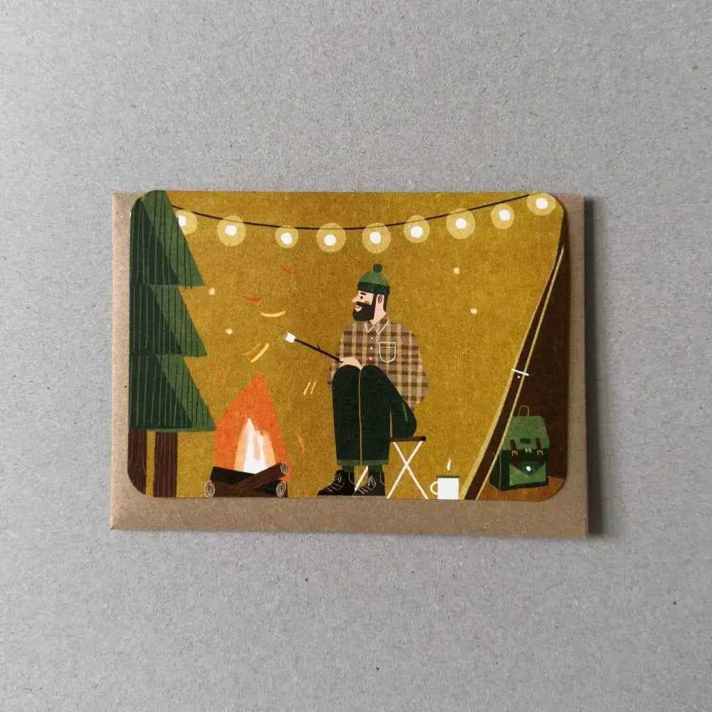 Yellow Tent Greetings Card - The Red Squirrel