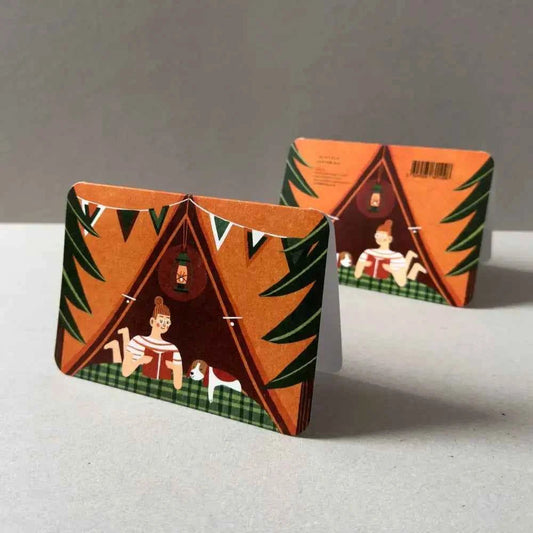 Red tent greetings card - The Red Squirrel