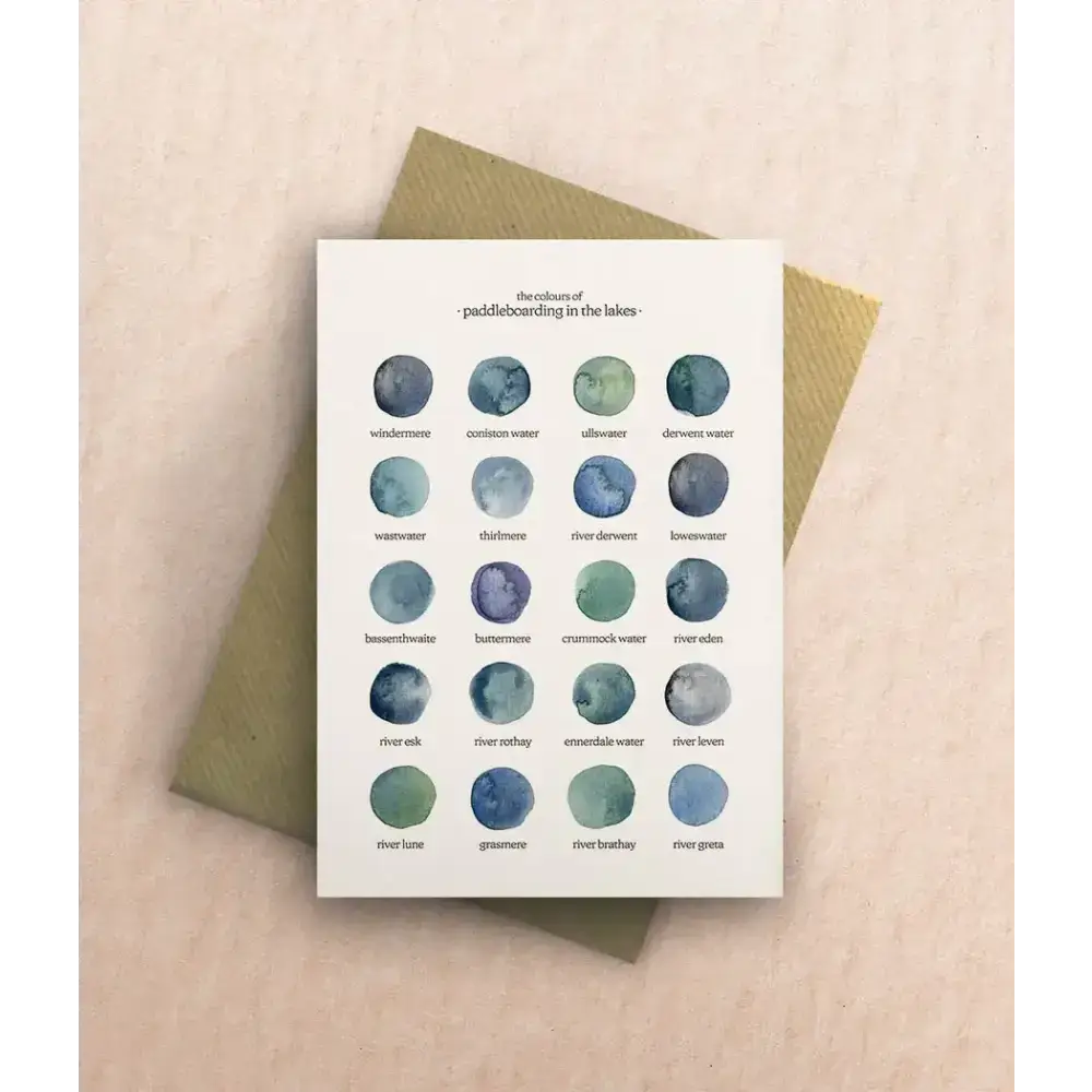 The Colours of Paddleboarding in the Lakes Greetings Card - greetings card