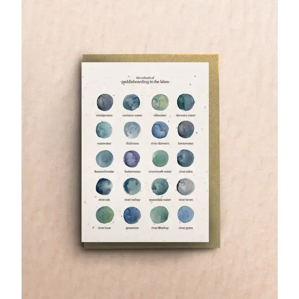 The Colours of Paddleboarding in the Lakes Greetings Card - greetings card