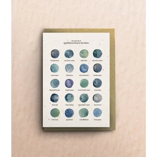 The Colours of Paddleboarding in the Lakes Greetings Card - greetings card