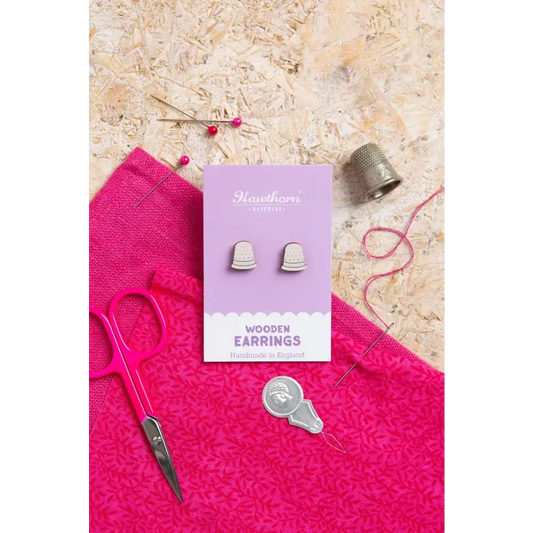Thimble Wooden Earrings - Craft Jewellery