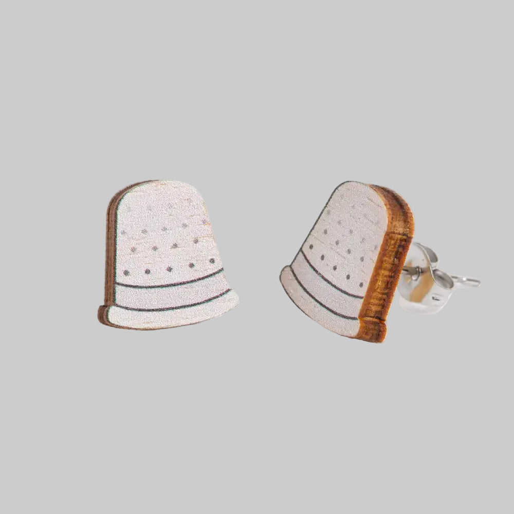 Thimble Wooden Earrings - Craft Jewellery