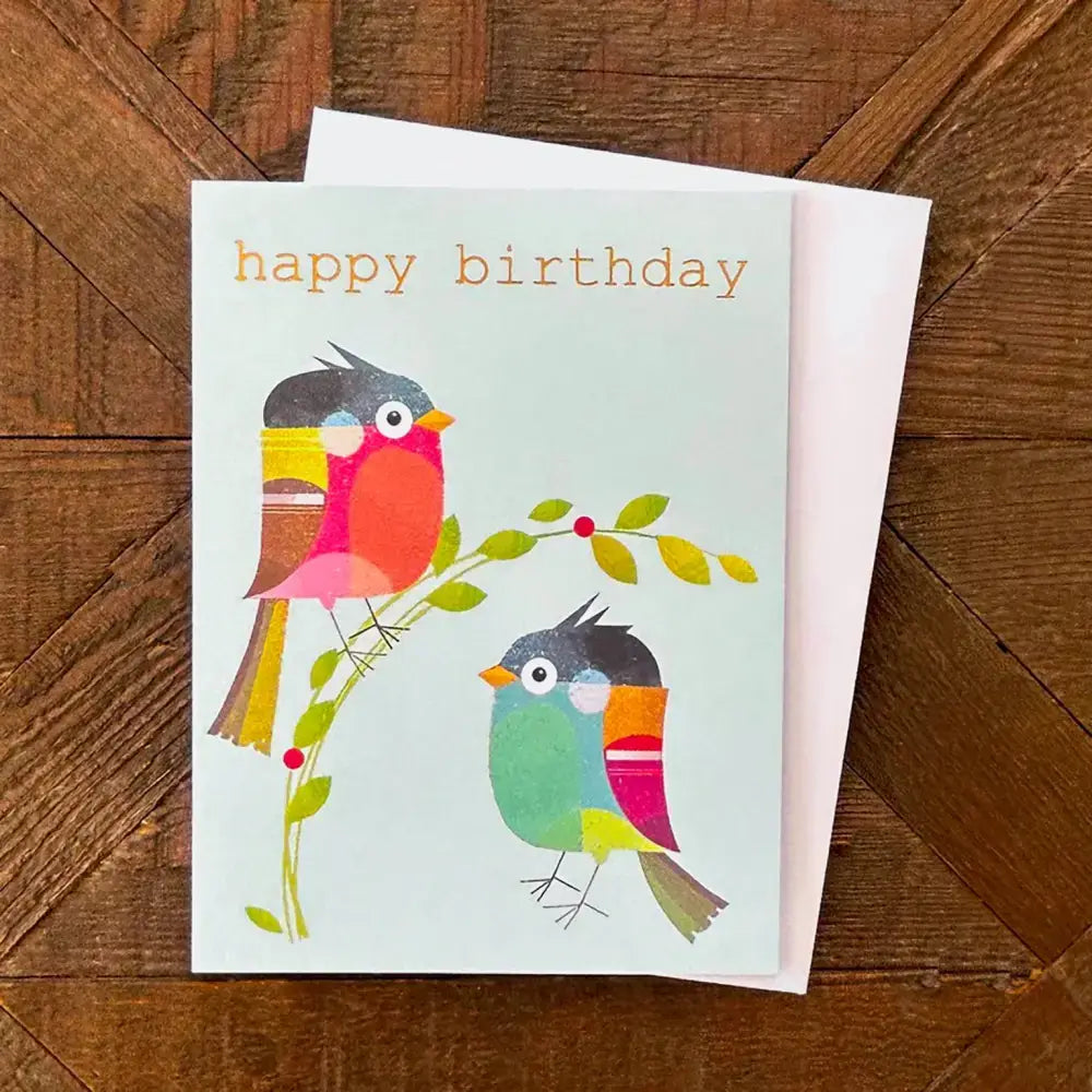 TW203 Mini Gold Foiled Birdie Birthday Card - 95 x 125 mm
