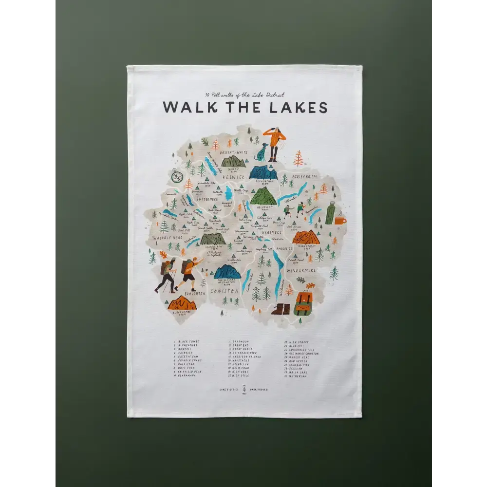 Walk the Lakes Tea Towel