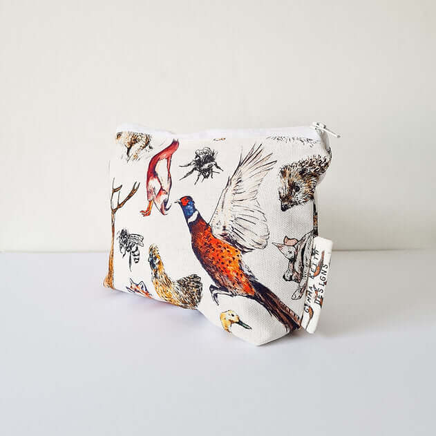 Pouch with bird design on a white background
