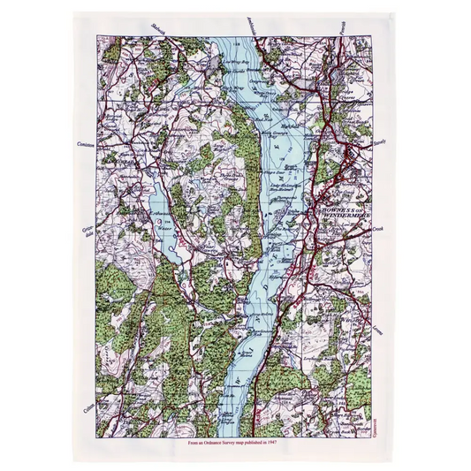 Windermere map tea towel