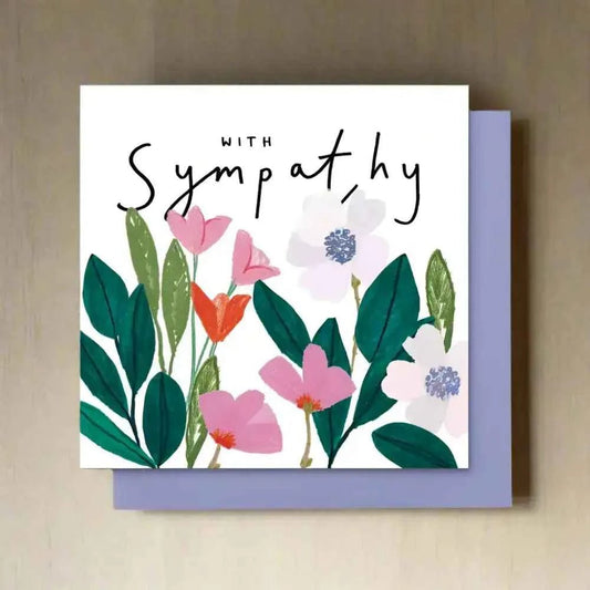 With Sympathy, Square Flowers card. - The Red Squirrel
