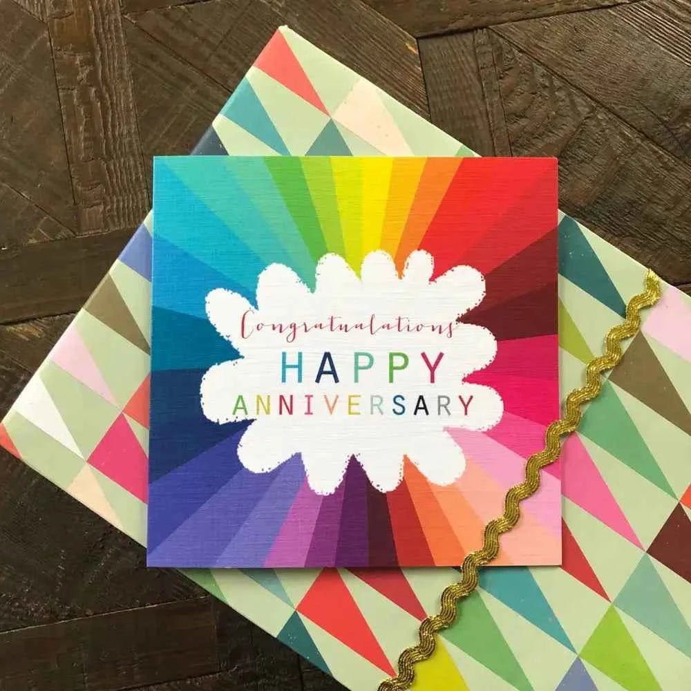 Colourful Happy Anniversary Card - The Red Squirrel