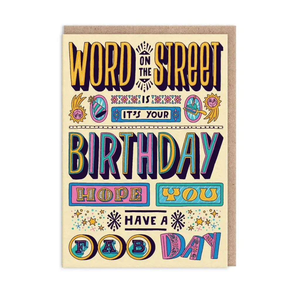 Word On The Street Birthday Card - greetings card