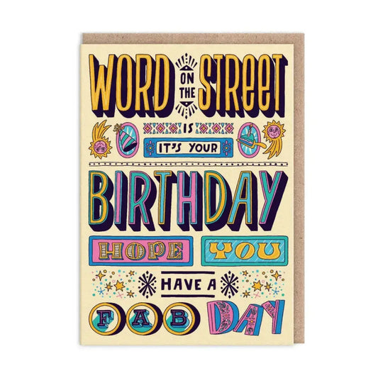 Word On The Street Birthday Card - greetings card