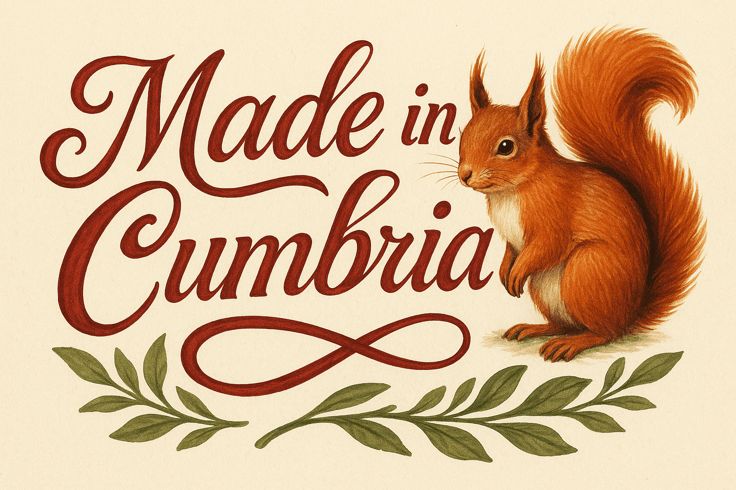 Made in Cumbria text with a Red Squirrel